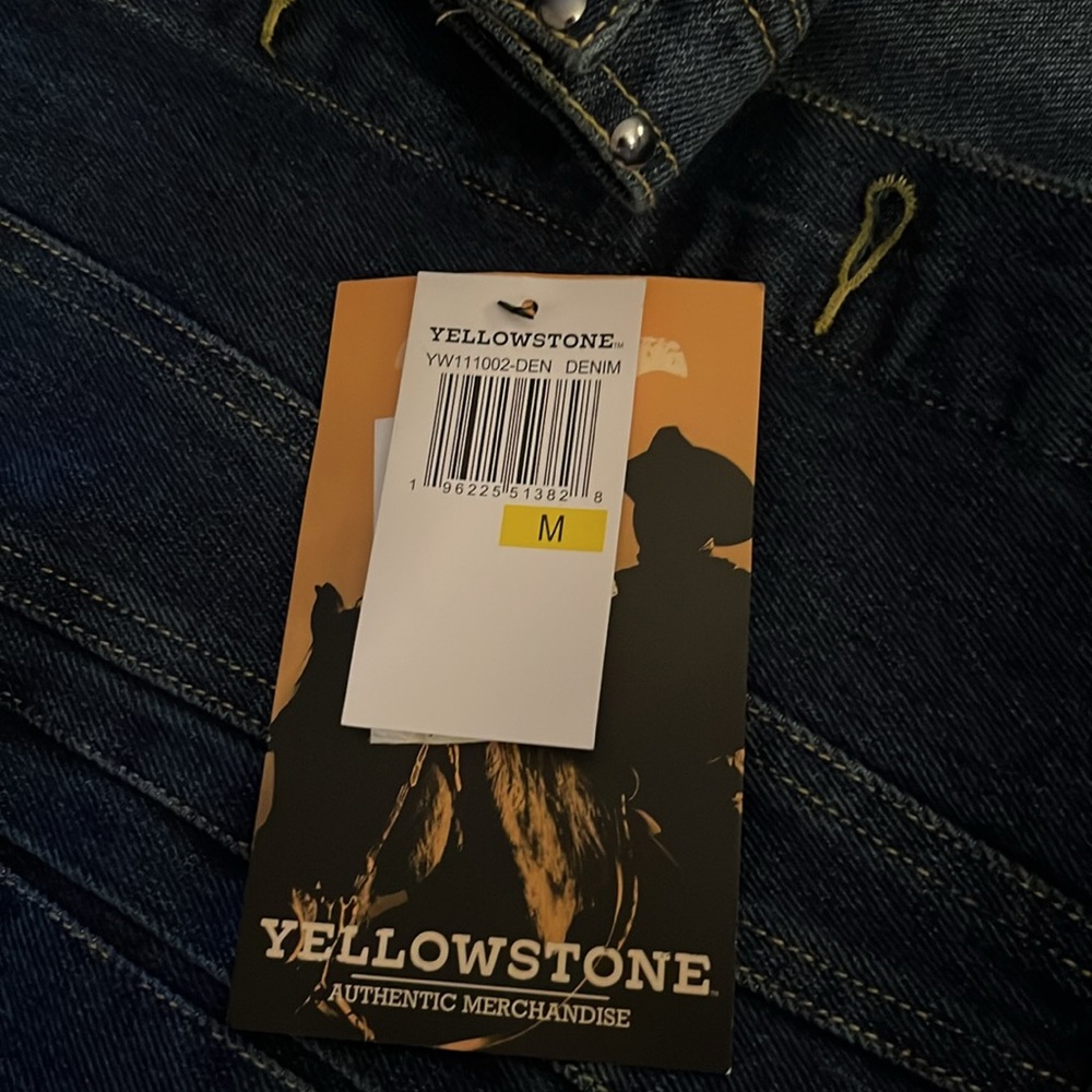 NWT! Yellowstone Dark Blue Denim Jacket with Fringe Trim Size M! - Picture 7 of 8